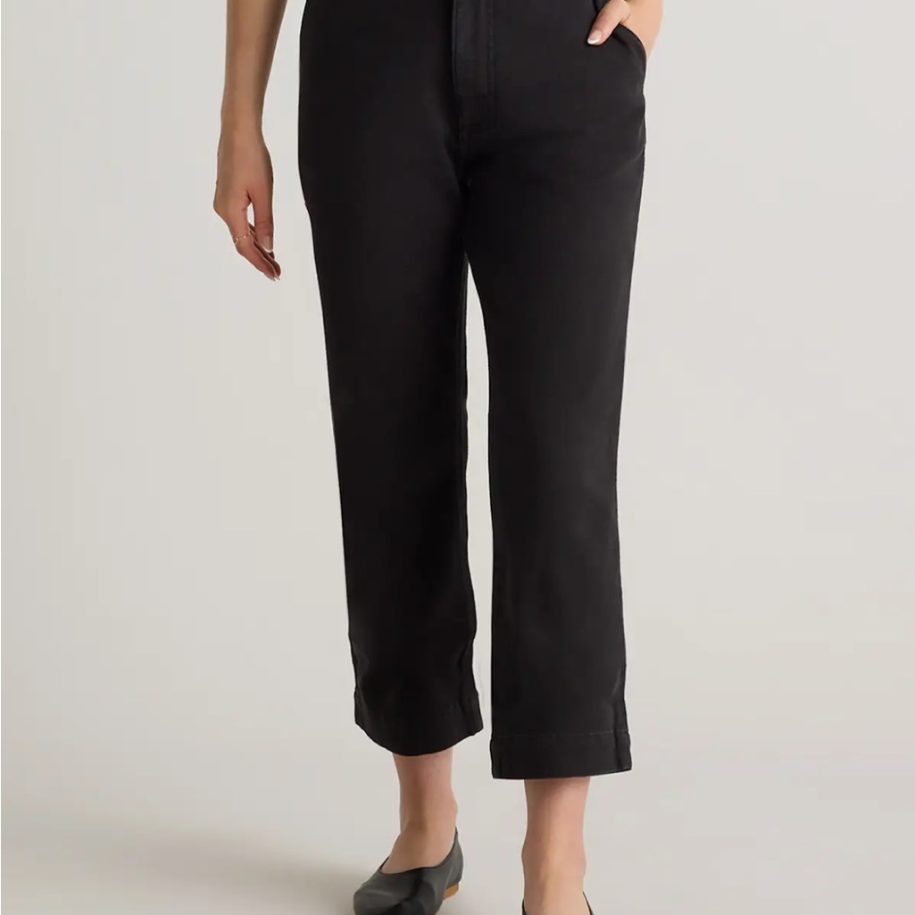 Nwt Quince Organic Stretch Cotton Twill Straight Leg Cropped Pants